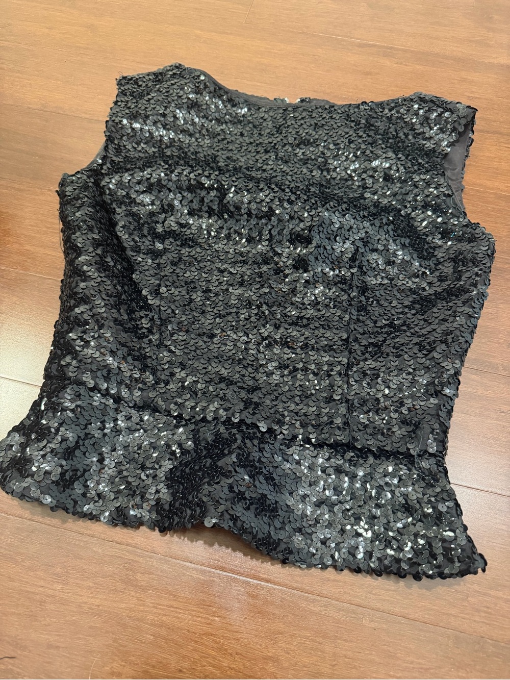 Vintage Black Sequin Sleeveless Top
